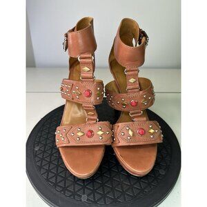 Pour La Victoire Kira Beaded Platform Heels Brown Sz 8.5